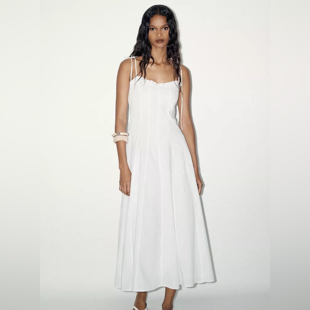 Ruffled Poplin Midi Dress